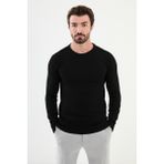 Desenli Siyah Slim Fit Bisiklet Yaka Erkek Triko Kazak