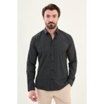 Desenli Siyah Slim Fit Pamuk Erkek Gömlek