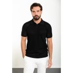 Desenli Siyah Slim Fit Polo Yaka Erkek Triko T-Shirt
