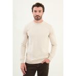 Desenli Slim Fit Bisiklet Yaka Erkek Triko Kazak - Taş - 2XL