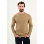 Desenli Slim Fit Bisiklet Yaka Uzun Kollu Erkek T-Shirt - Vizon