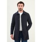 Desenli Slim Fit Gömlek Yaka Erkek Trench Coat - Lacivert - 56