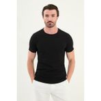 Desenli Slim Fit Kısa Kollu Pamuk Erkek T-Shirt - Siyah - 2XL