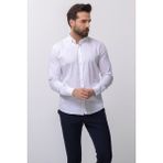 Desenli Slim Fit Klasik Erkek Gömlek - 2XL - Beyaz