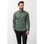 Desenli Slim Fit Klasik Erkek Gömlek - Haki