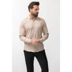 Desenli Slim Fit Klasik Erkek Gömlek - Taş