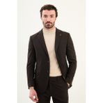 Desenli Slim Fit Mono Yaka Yün Erkek Takım Elbise - Kahverengi - 6 Drop - 56