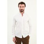 Desenli Slim Fit Uzun Kollu Erkek Gömlek - 2XL - Ekru