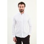 Desenli Slim Fit Uzun Kollu Erkek Gömlek - XL - Beyaz