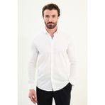 Desenli Slim Fit Uzun Kollu Erkek Gömlek - XL - Ekru
