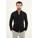 Desenli Slim Fit Uzun Kollu Erkek Gömlek - XL - Siyah