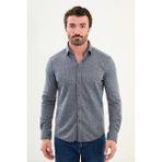 Desenli Slim Fit Uzun Kollu Oduncu Yün Erkek Gömlek - 2XL - Gri