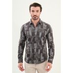 Desenli Slim Fit Uzun Kollu Oduncu Yün Erkek Gömlek - 2XL - Kahverengi