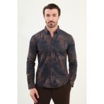 Desenli Slim Fit Uzun Kollu Oduncu Yün Erkek Gömlek - Kahverengi
