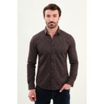 Desenli Slim Fit Uzun Kollu Oduncu Yün Erkek Gömlek - XL - Kiremit