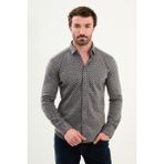 Desenli Slim Fit Uzun Kollu Oduncu Yün Erkek Gömlek - XL - Vizon