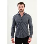 Desenli Slim Fit Yün Erkek Gömlek - 2XL - Gri