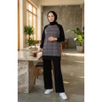 Desenli Tunik Pantolon Ikili Takım 2260-03 Siyah Bordo - 42 - 44