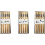 Desenli Yıkanabilir Kore Japon Çin Bambu Chopsticks Yemek Çubuğu - 24 Cm. - 5 Çiftlik 3 Paket