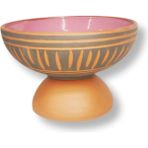 Desenli Yuvarlak Ayaklı Kase - Açık Pembe