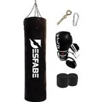 Desfabe Boxing Star 120X32 Cm Zincirli Boks Kum Torbası Siyah Askı Aparatı Boks Eldiveni El Sargı Bandajı