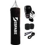 Desfabe Boxing Star 120X32 Cm Zincirli Boks Kum Torbası Siyah Boks Eldiveni El Sargı Bandajı Atlama Ipi