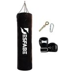 Desfabe Boxing Star 120x32 Cm Zincirli Boks Kum Torbası Siyah+Askı Aparatı+Boks Eldiveni