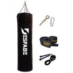 Desfabe Boxing Star 120x32 Cm Zincirli Boks Kum Torbası Siyah+Askı Aparatı+El Bandajı+Atlama İpi