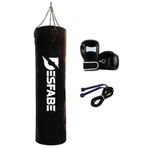 Desfabe Boxing Star 120x32 Cm Zincirli Boks Kum Torbası Siyah+Boks Eldiveni+Atlama İpi