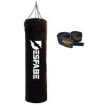 Desfabe Boxing Star 120x32 Cm Zincirli Boks Kum Torbası Siyah+El Sargı Bandajı