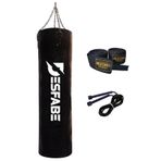 Desfabe Boxing Star 120x32 Cm Zincirli Boks Kum Torbası Siyah+El Sargı Bandajı+Atlama İpi