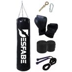 Desfabe Boxing Star 70X25 Cm Zincirli Boks Kum Torbası Siyah Aparat Eldiveni Bandaj Ip