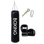 Desfabe Boxing Star 70x25 Cm Zincirli Boks Kum Torbası Siyah +Askı Aparatı+Boks Eldiveni