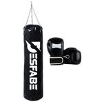 Desfabe Boxing Star 70x25 Cm Zincirli Boks Kum Torbası Siyah +Boks Eldiveni