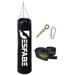 Desfabe Boxing Star 70x25 Cm Zincirli Boks Kum Torbası Siyah+Askı Aparatı+El Sargı Bandajı