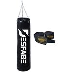 Desfabe Boxing Star 70x25 Cm Zincirli Boks Kum Torbası Siyah+El Sargı Bandajı