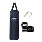 Desfabe Polydes 80x25 Cm Kolonlu Boks Kum Torbası Siyah+Askı Aparatı+Boks Eldiveni