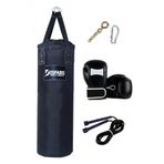 Desfabe Polydes 80x25 Cm Kolonlu Boks Kum Torbası Siyah+Askı Aparatı+Boks Eldiveni+Atlama İpi