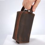 Design Craft Hakiki Deri Erkek El Çantası Dopp Kit - Koyu Taba