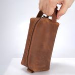 Design Craft Hakiki Deri Erkek El Çantası Dopp Kit - Taba