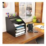Design OTTO Large Modest - 6 Renk A4 Evrak Rafı Masaüstü Organizer Düzenleyici (Siyah)