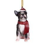 Design Toscano Boston Terrier bayram köpeği Noel ağacı süsü Noel dekorasyonu, poliresin, tam renkli, 8 cm