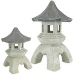 Design Toscano NG999870 Asya Dekoru Pagoda Fener Dış Mekan Heykeli, Büyük ve Orta, İki tonlu taş