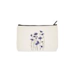 designedfy Clutch Mor Çiçek Baskılı Bez Makyaj Çantası, Kalemlik, El Çantası
