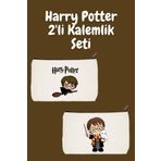 designedfy Harry Potter 2'li Makyaj Çantası Avantaj Seti, Kalemlik, Cüzdan, Bez Çanta