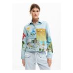 Desigual Açık Mavi Kadın Karma Desenli Denim Ceket 26SWED02