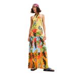 Desigual Kadın Tropikal Halter Boyun Maksi Elbise, Malzeme Kaplamaları, M