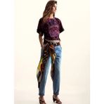 Desigual Siyah - Pembe Kadın Bisiklet Yaka Standart Fit T-Shirt 26SWTK26