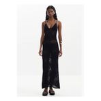 Desigual U Yaka Düz Siyah Uzun Kadın Elbise 25SWVF03