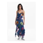 Desigual V Yaka Desenli Çok Renkli Uzun Kadın Elbise 25SWVK16